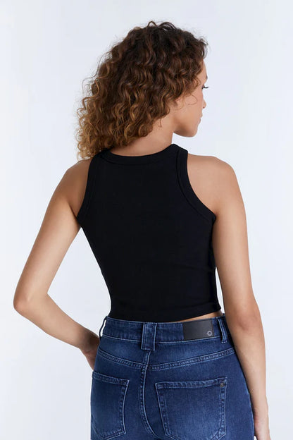 Zoe - Crew Neck Cropped Tanktop - Black