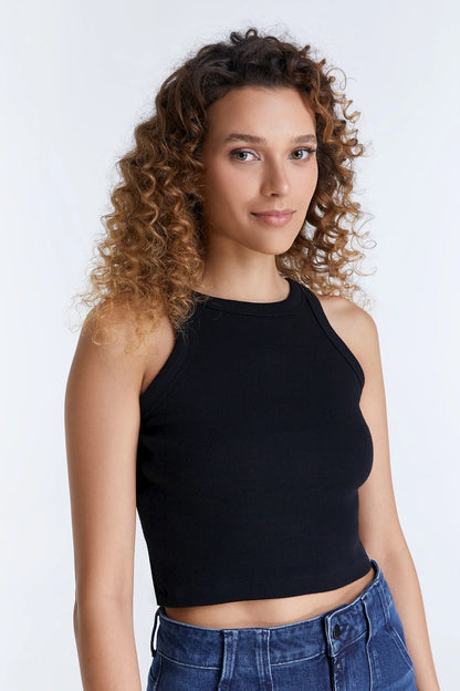 Zoe - Crew Neck Cropped Tanktop - Black