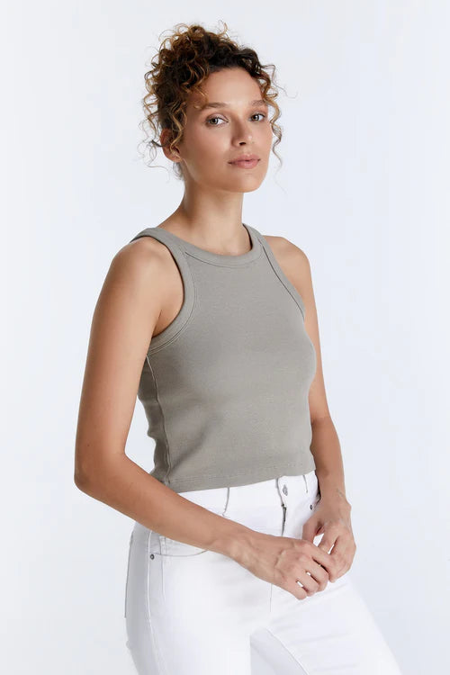 Zoe - Crew Neck Cropped Tanktop - Sage