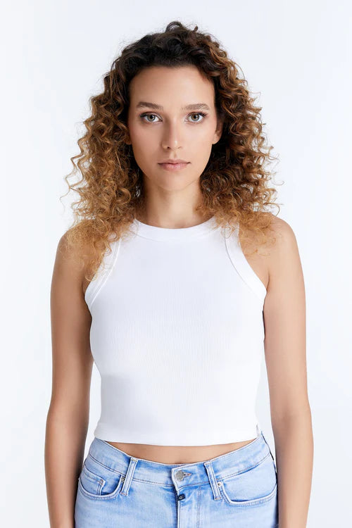 Zoe - Crew Neck Cropped Tanktop - White