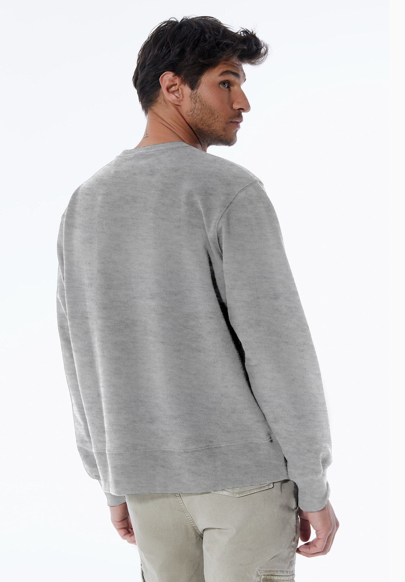Tom - Crew Neck Long Sleeve Sweatshirt - Grey Melange