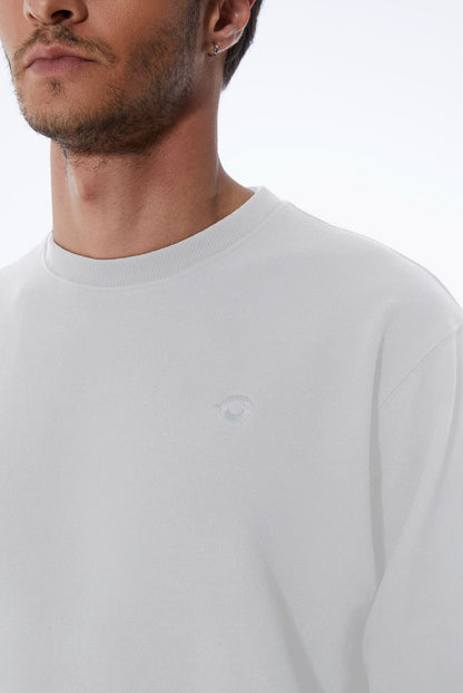Tom – Langarm-Sweatshirt mit Rundhalsausschnitt – gebrochenes Weiß