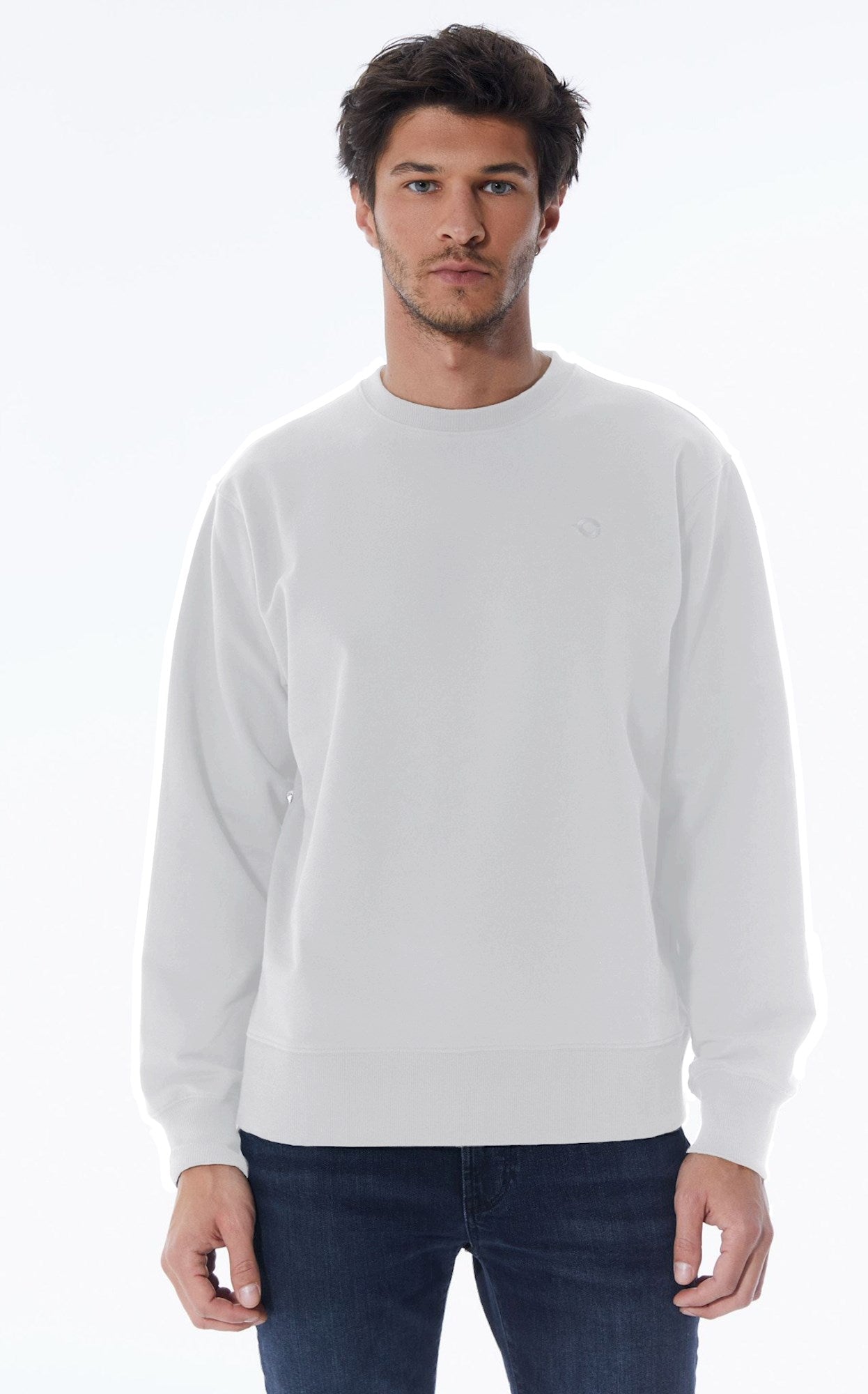 Tom – Langarm-Sweatshirt mit Rundhalsausschnitt – gebrochenes Weiß