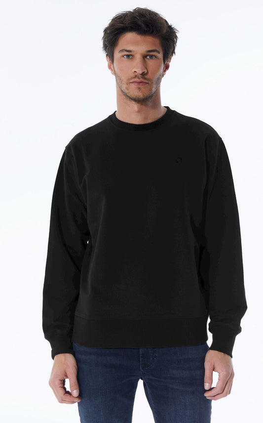 Tom - Crew Neck Long Sleeve Sweatshirt - Black