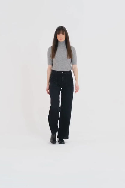 Lulu - High Waist Baggy Jeans - Black Vintage