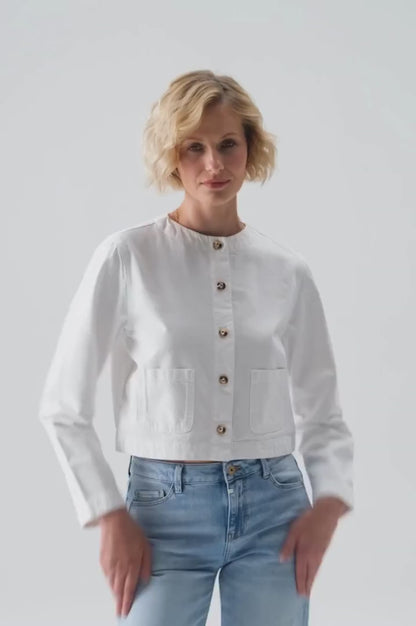 Betty – Denim Long Sleeve Jacket – White