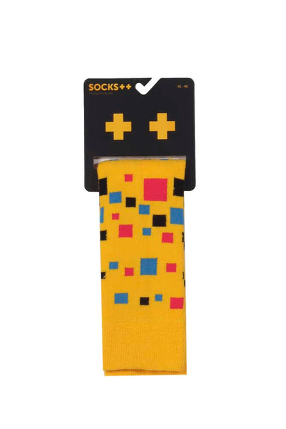Yellow Bisquare Socks - Yellow/Multi