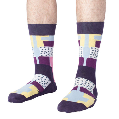 Patchy Socks - Purple/Print