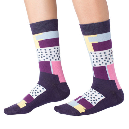 Patchy Socks - Purple/Print