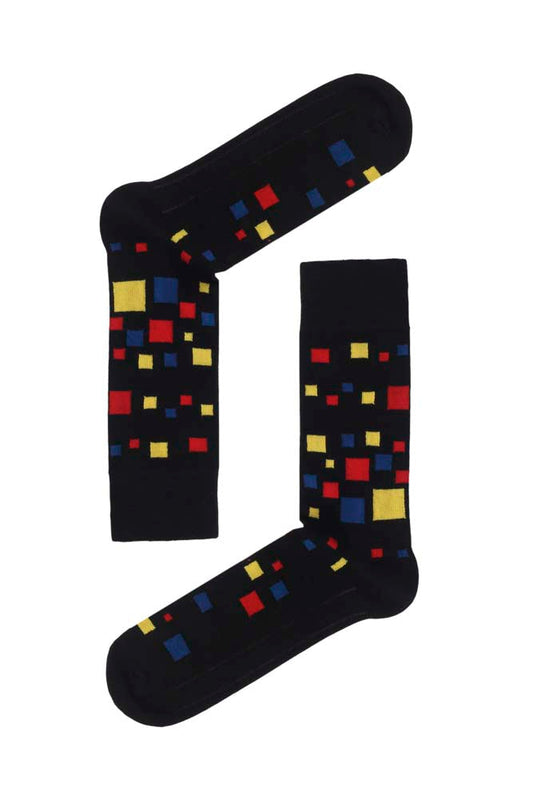 Black Bisquare Socks - Black/Multi