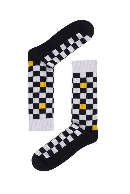 Black Checker Performance Socks - Black/White