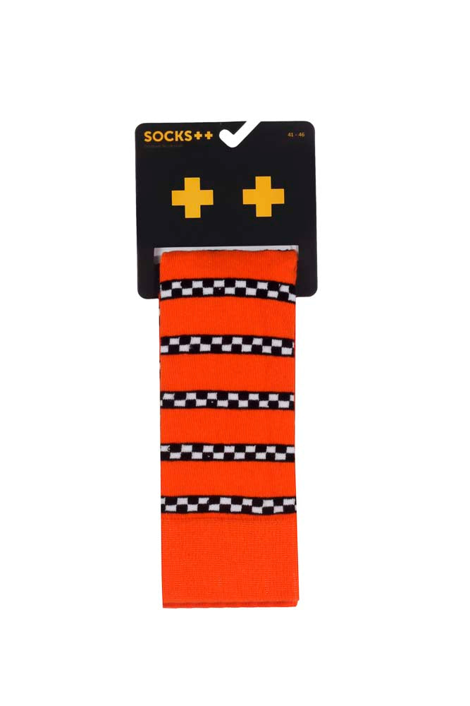 Orange Check Mate Socken - Orange/Schwarz/Weiß