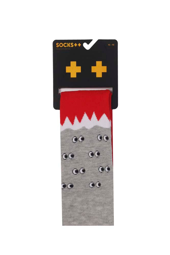 Red Goofy Socks - Red/Grey