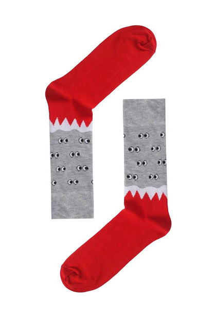 Red Goofy Socks - Red/Grey