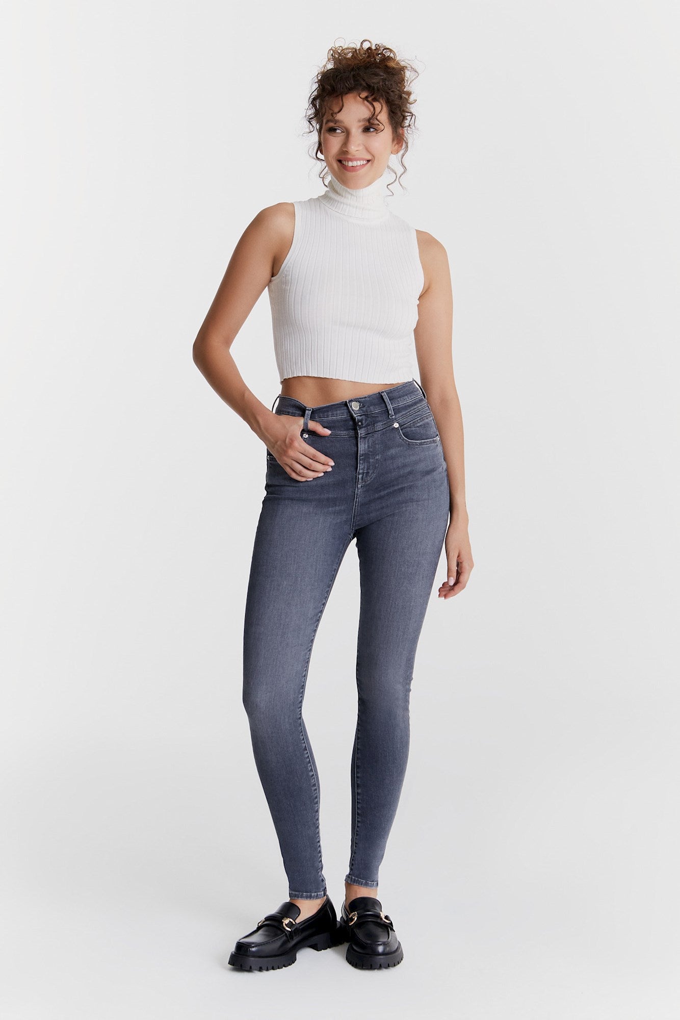 Lisa - Ultra High Waist Skinny Jeans - Smoke Grey