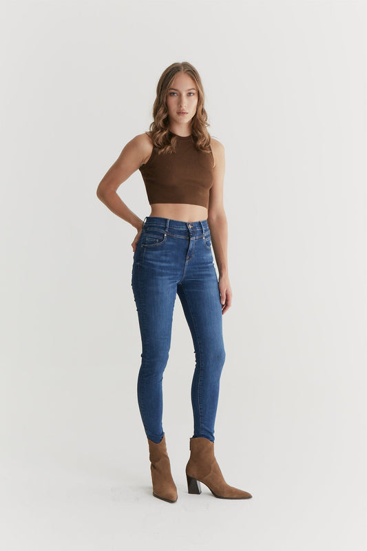 Lisa - Ultra High Waist Skinny Jeans - Dark Blue