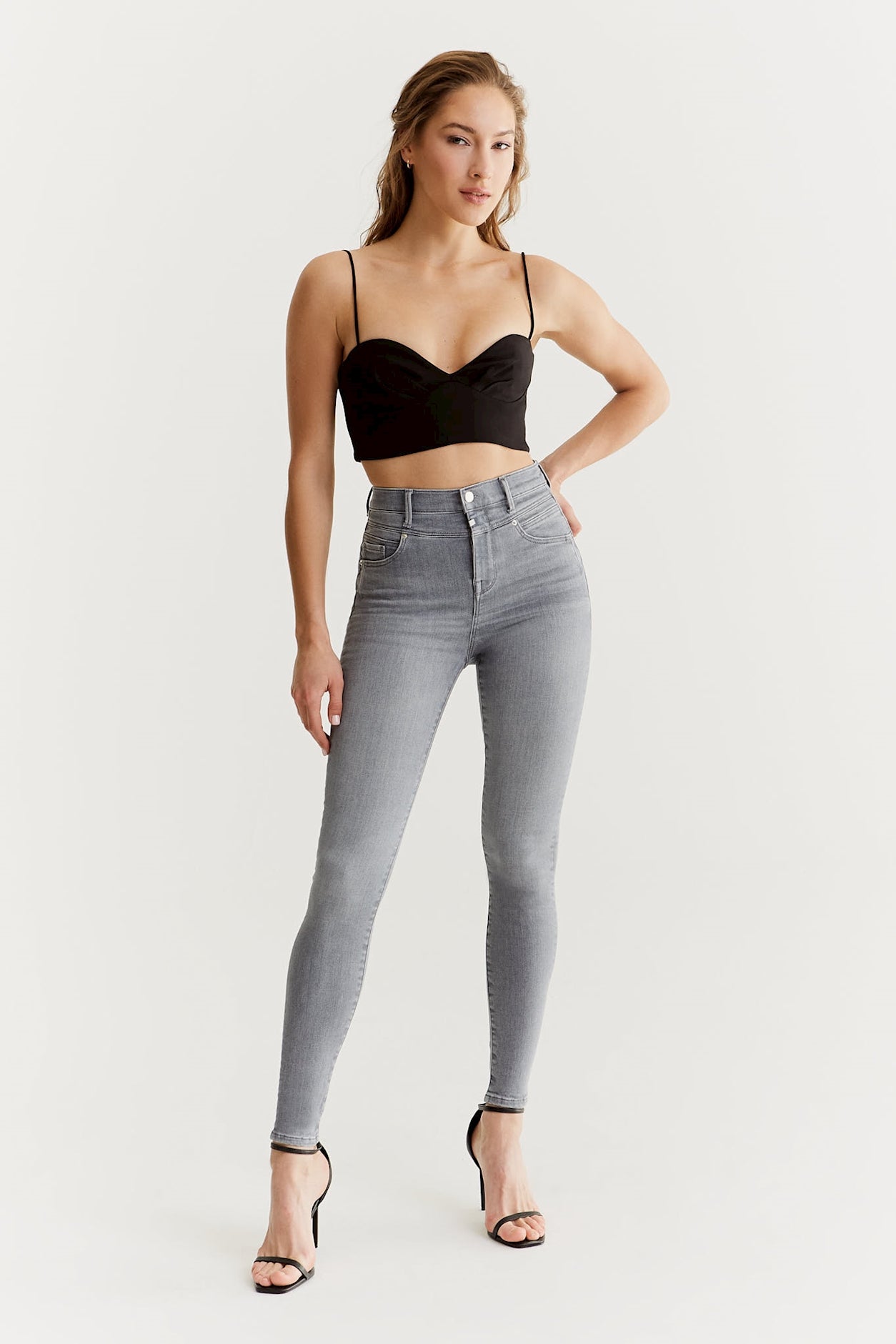 Lisa - Ultra High Waist Skinny Jeans - Stone Grey