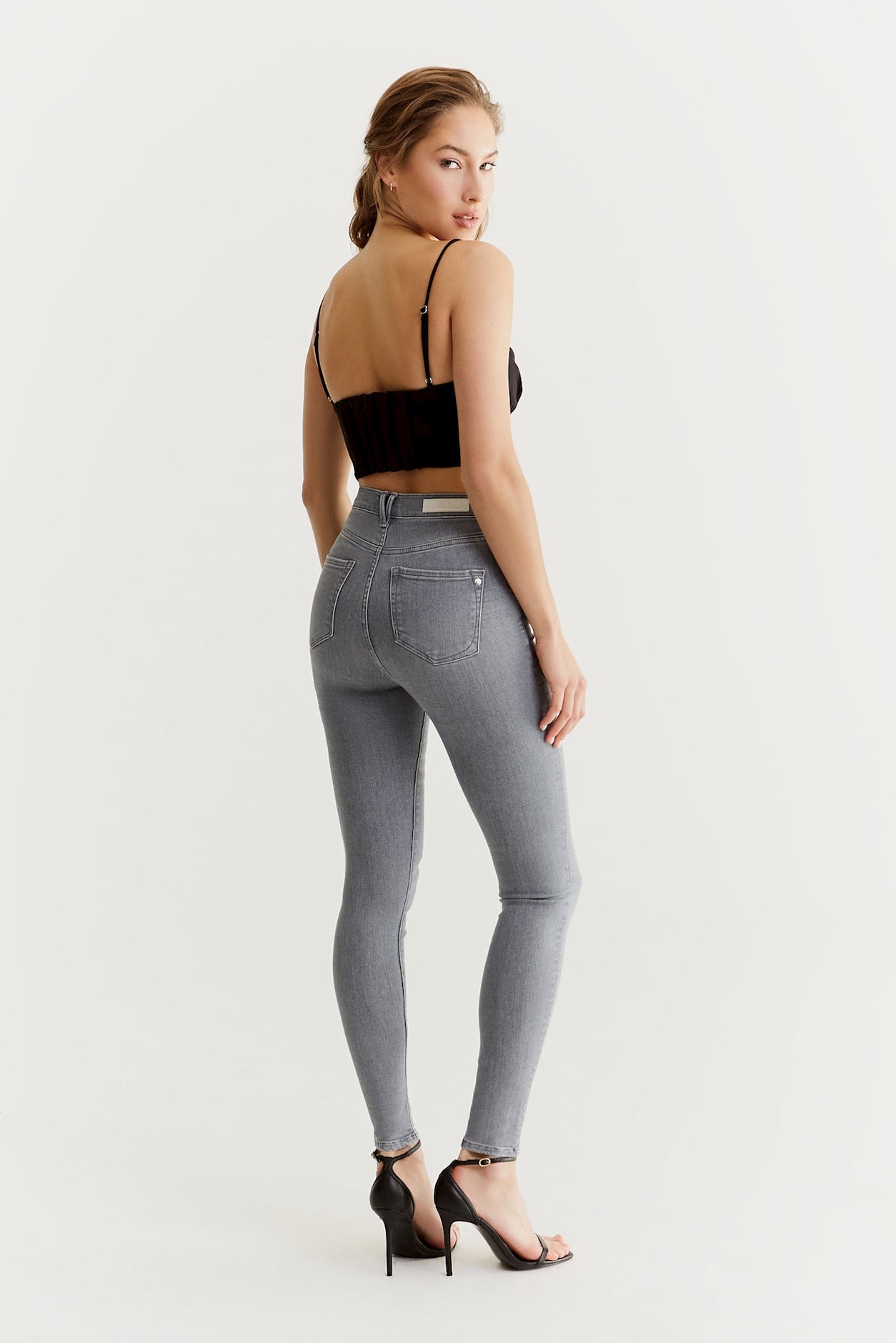 Lisa - Ultra High Waist Skinny Jeans - Stone Grey