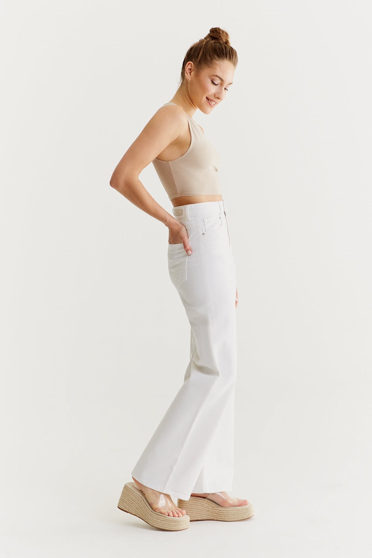 Maria - Jeans mit weitem Bein - Weiß