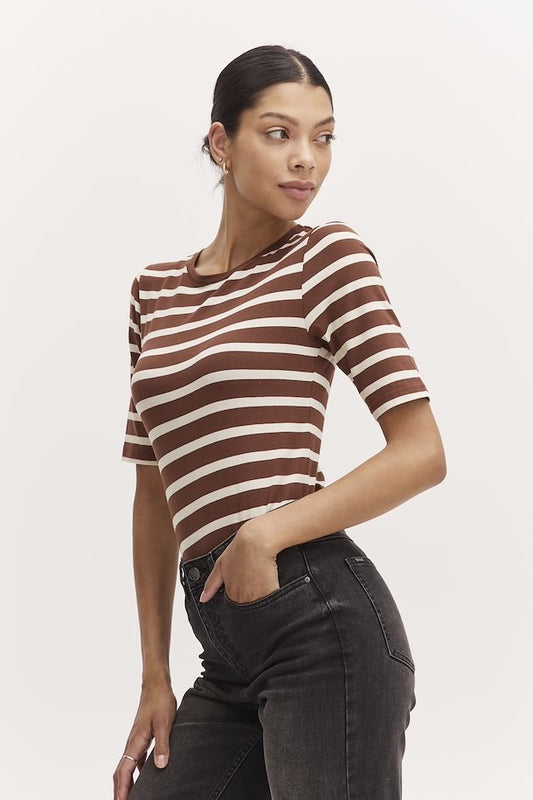Stripe - T-shirt - Brunette Mix